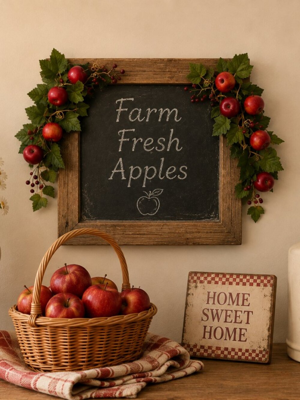 Apple Mini Swag Set of 2 Country Farmhouse Kitchen Décor 12"